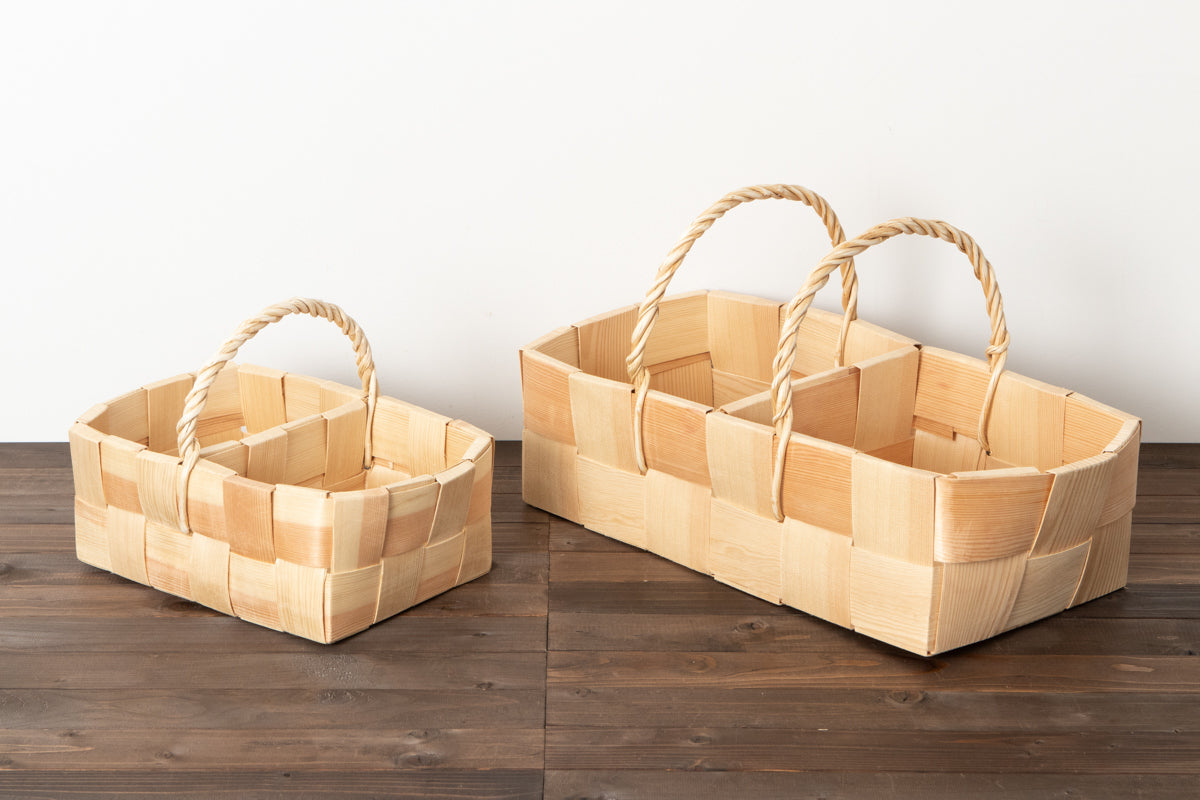 エストニア/パイン マッシュルームバスケット 仕切り付き M・L 2