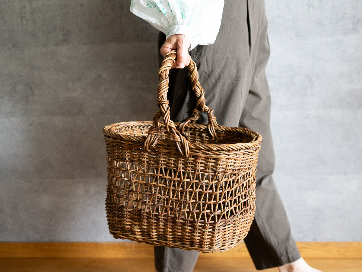 あけび楕円かご すかし編み 持ち手付き | 市川籠店 – 市川籠店 | 1basketry