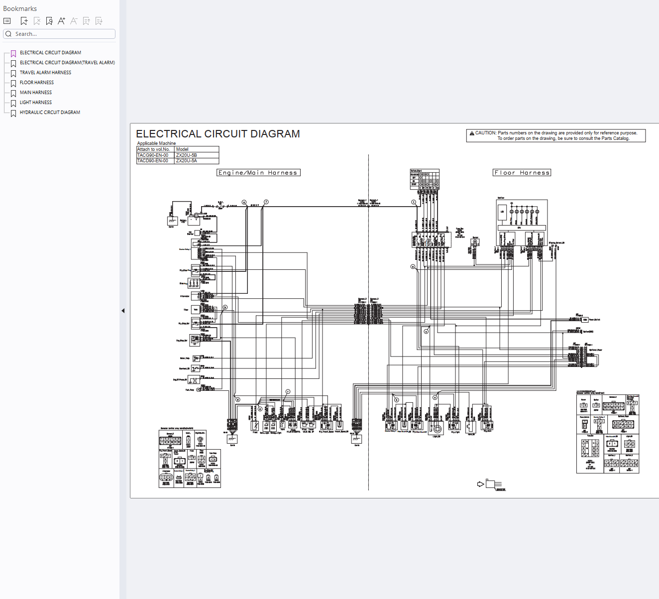 HITACHI ZX 20U -5A MINI EXCAVATOR WORKSHOP, TECHNICAL, PARTS, WIRING M