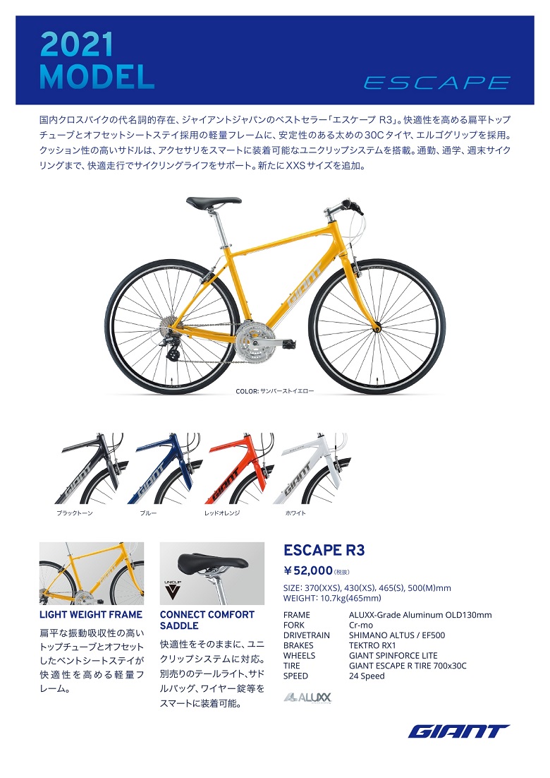 ジャイアント(GIANT) ESCAPE R3(エスケープ アール3) 2021年モデル