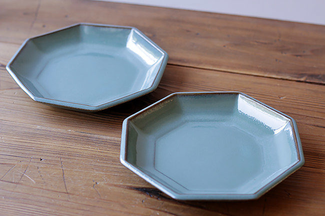 昇陽窯】八角皿/7寸/青/（20cm） | 【丹波のイロドリ】丹波焼(陶器)の