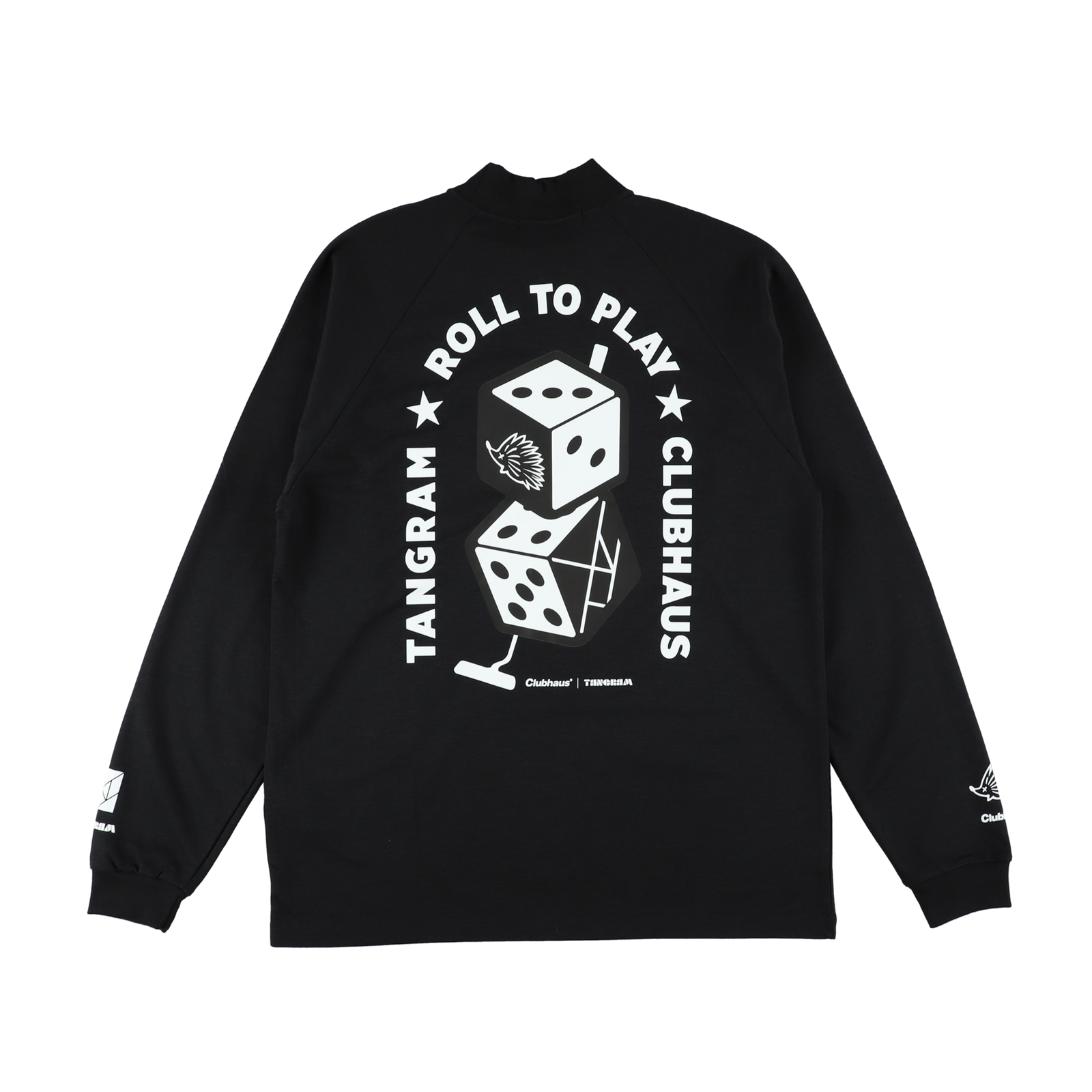 CLUBHAUS × TANGRAM DICE AIR MOCKNECK TEE BLACK TGA-MT143