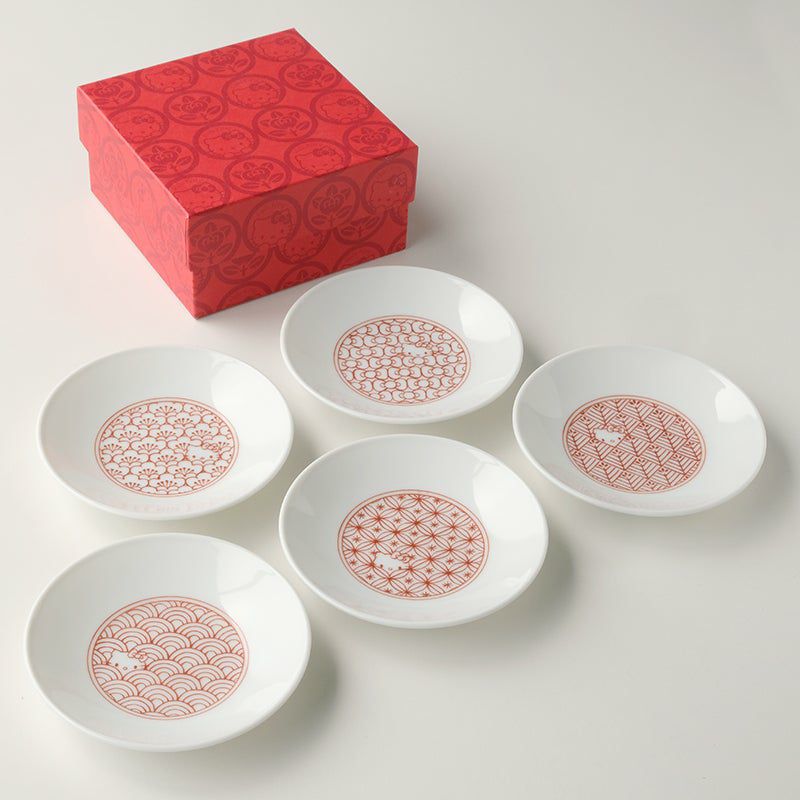 ハローキティ ハローキティ 吉祥文 小皿（赤）〈5枚〉 |皿や鉢など和