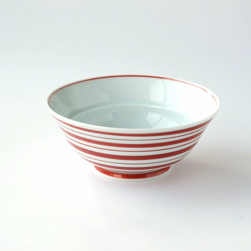 おてがる丼 おてがる丼 ボーダー赤〈1個〉 波佐見焼 |皿や鉢など和食器