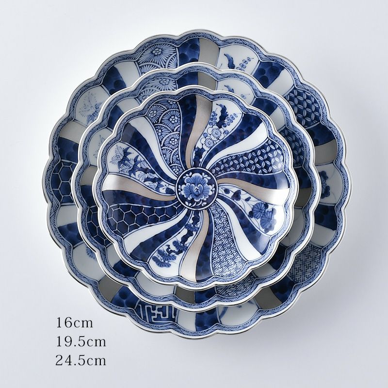 藍青シリーズ 【波佐見焼】銀彩祥瑞 プレート 245〈1枚〉 |皿や鉢など