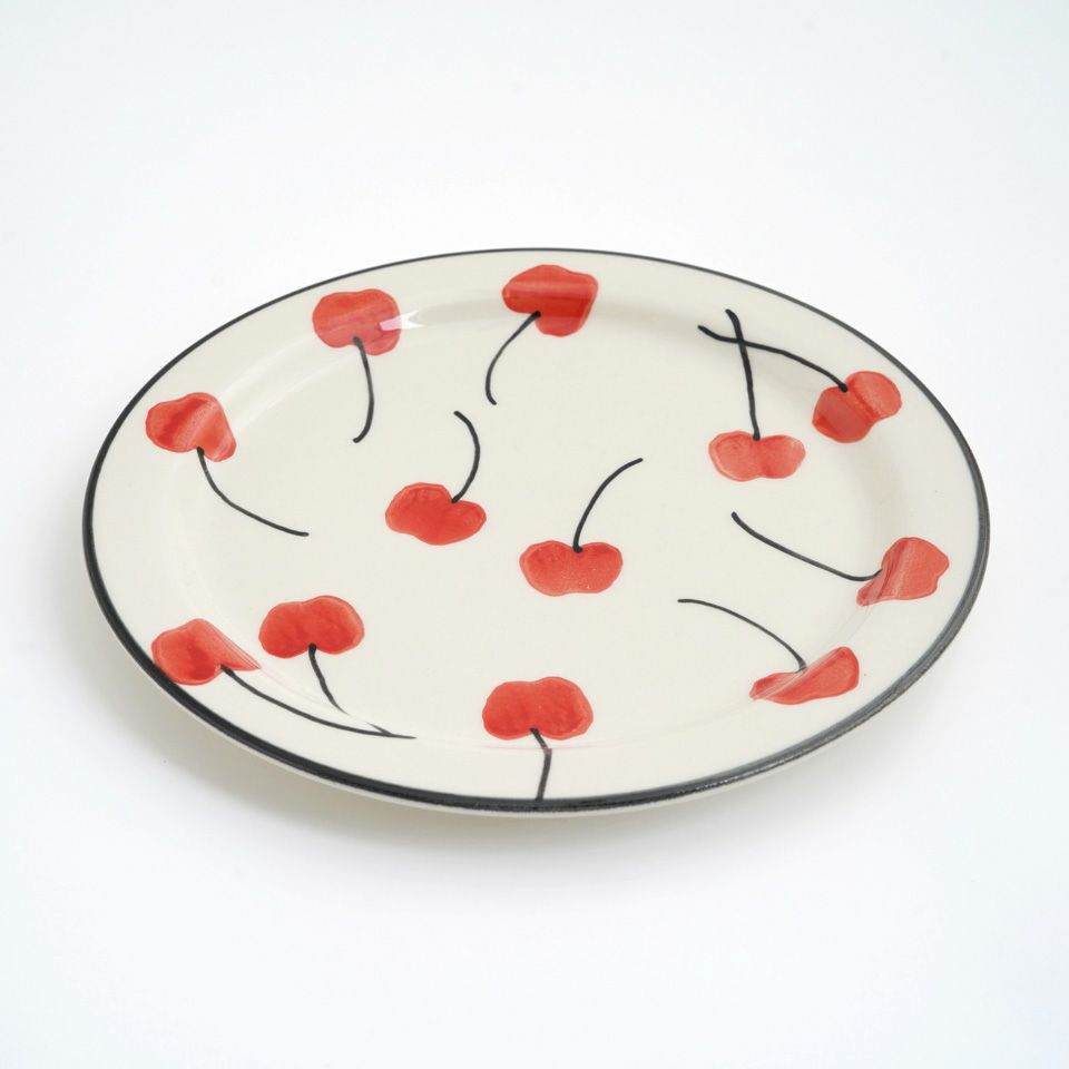 フルーツ柄のうつわ 【萬古焼】さくらんぼ モーニングプレート〈1個