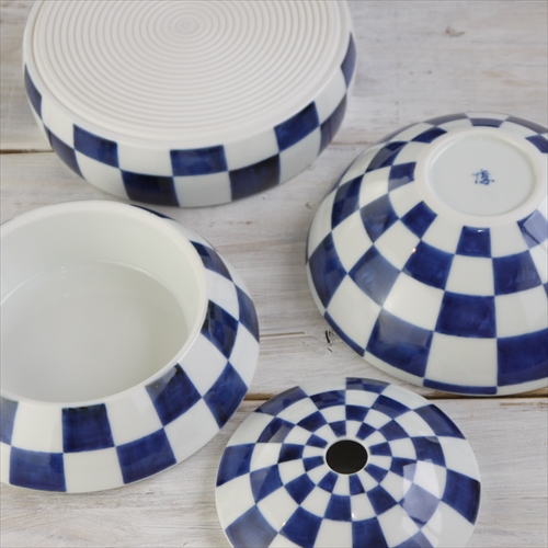 有田焼/李荘窯/珠型三段重/市松文/Φ16 X H15.5cm - テーブルライフストア