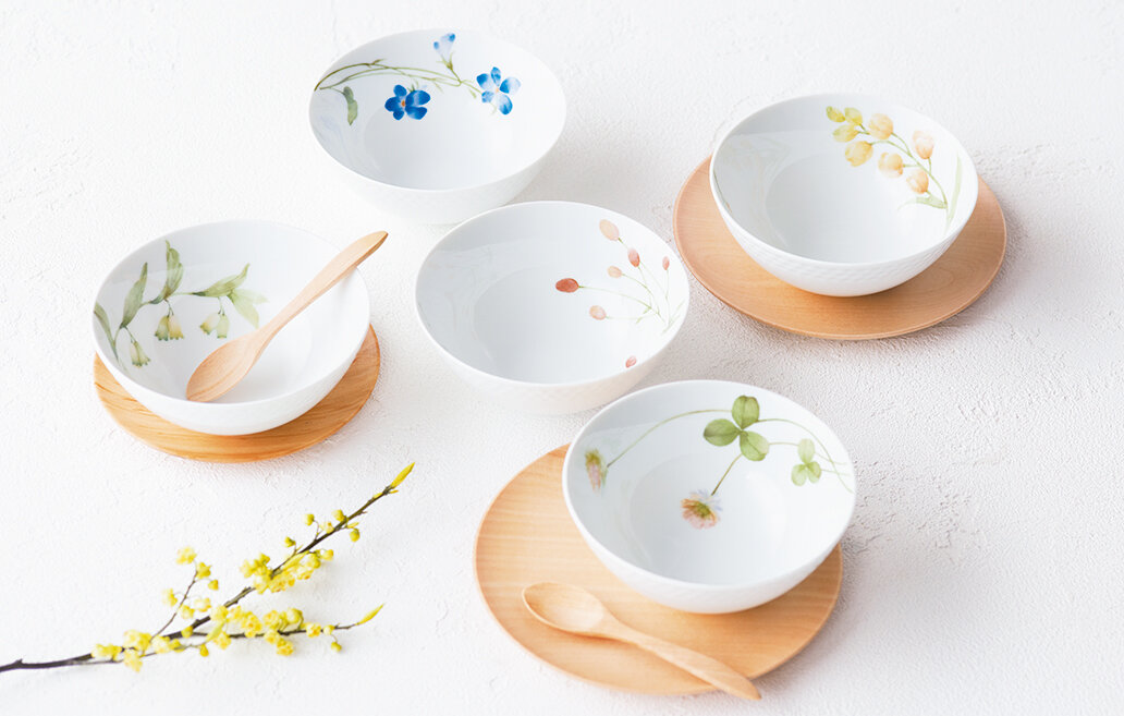 あづまの路 14cmボウルセット(5個)(絵変り) | ノリタケ食器公式