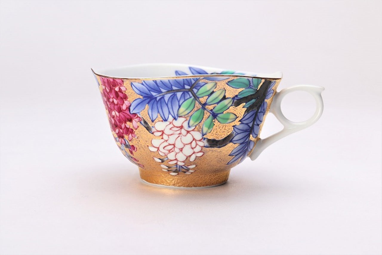 カフェ用品 「コーヒー碗 金彩 藤 木箱付」 金龍窯 江口天童 有田焼