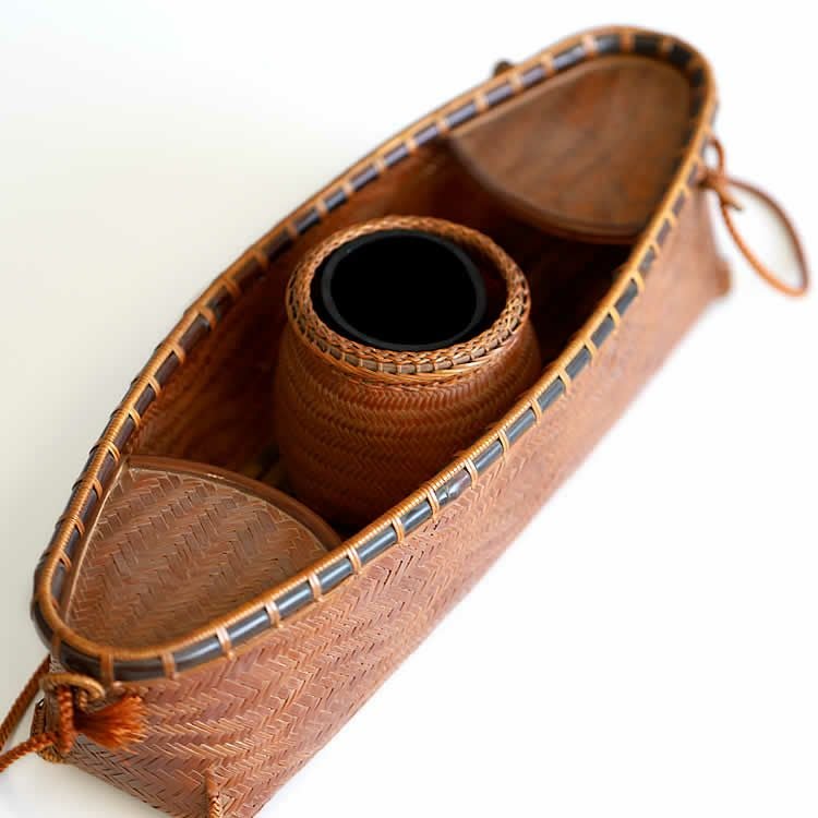 一点限り】渡辺竹清作 煤竹吊り船花篭 | 虎斑竹専門店 竹虎