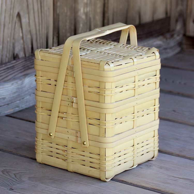 白竹二段弁当箱（四角） | 虎斑竹専門店 竹虎