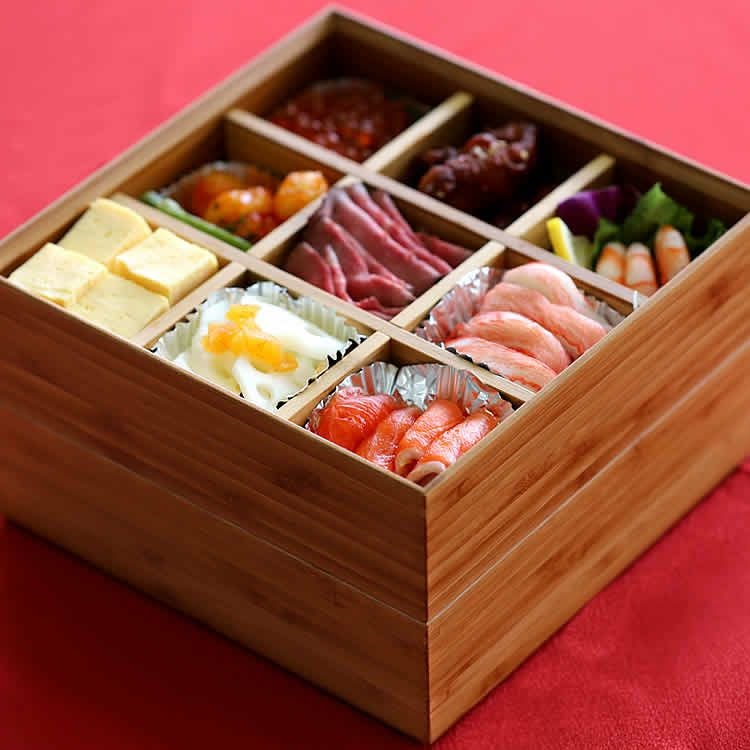 竹二段重箱（井型仕切り） | 虎斑竹専門店 竹虎