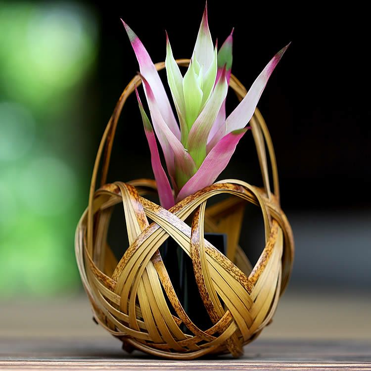 虎竹花籠 手付き四海波（豆々） | 虎斑竹専門店 竹虎