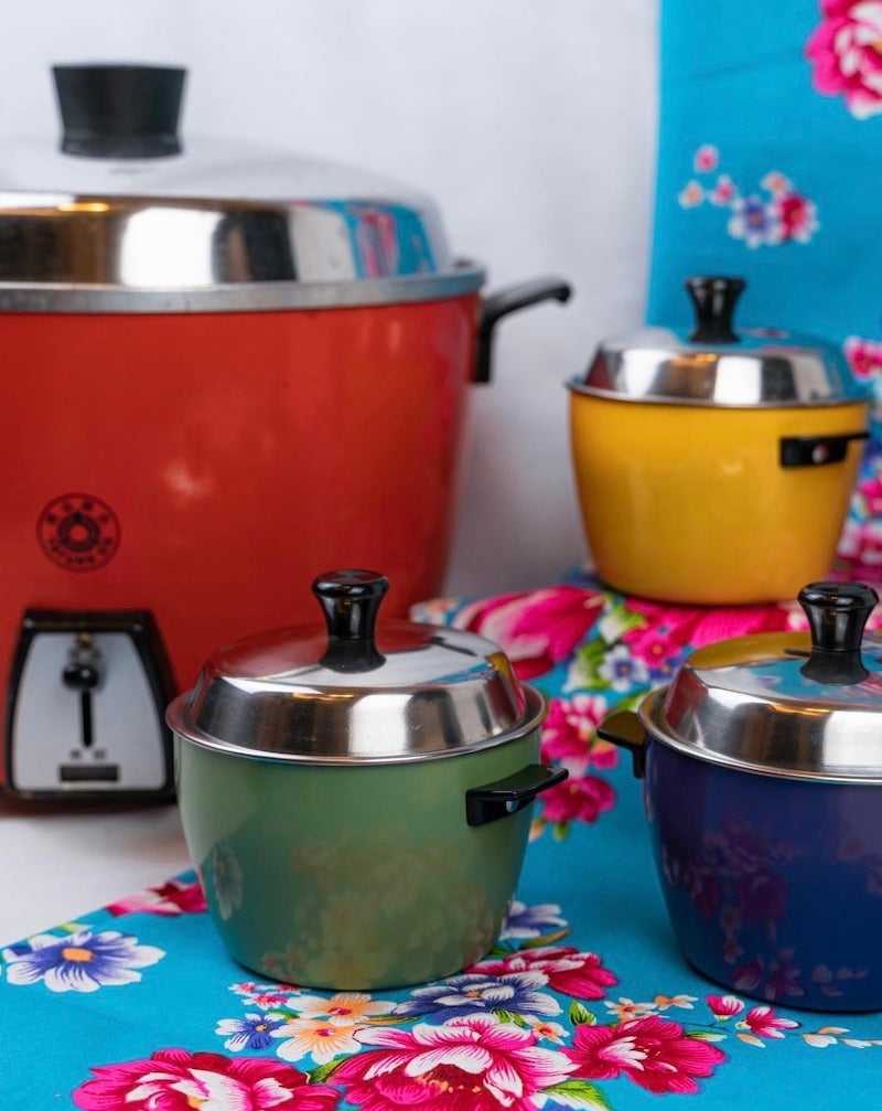 保温調理鍋 紫 緑 赤 黄色台湾電鍋型小物入れインテリア台湾雑貨