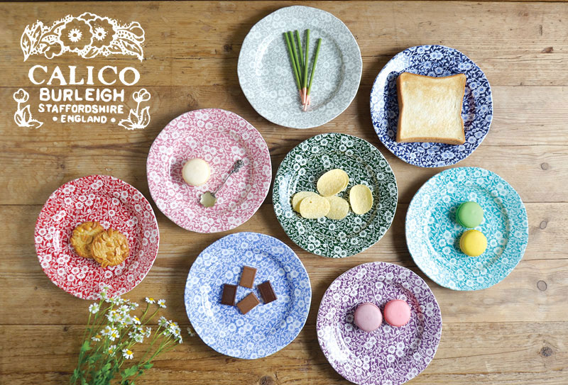 イギリス食器 Burleigh レッドキャリコ プレートM｜バーレイ正規輸入