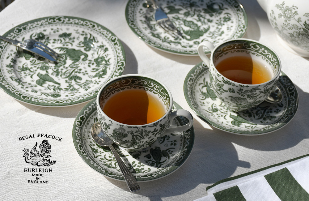 イギリス食器 Burleigh グリーンリーガルピーコック カップ&ソーサー