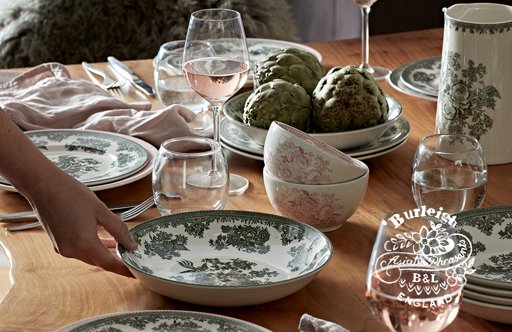 イギリス食器 Burleigh グリーンアジアティックフェザンツ パスタ