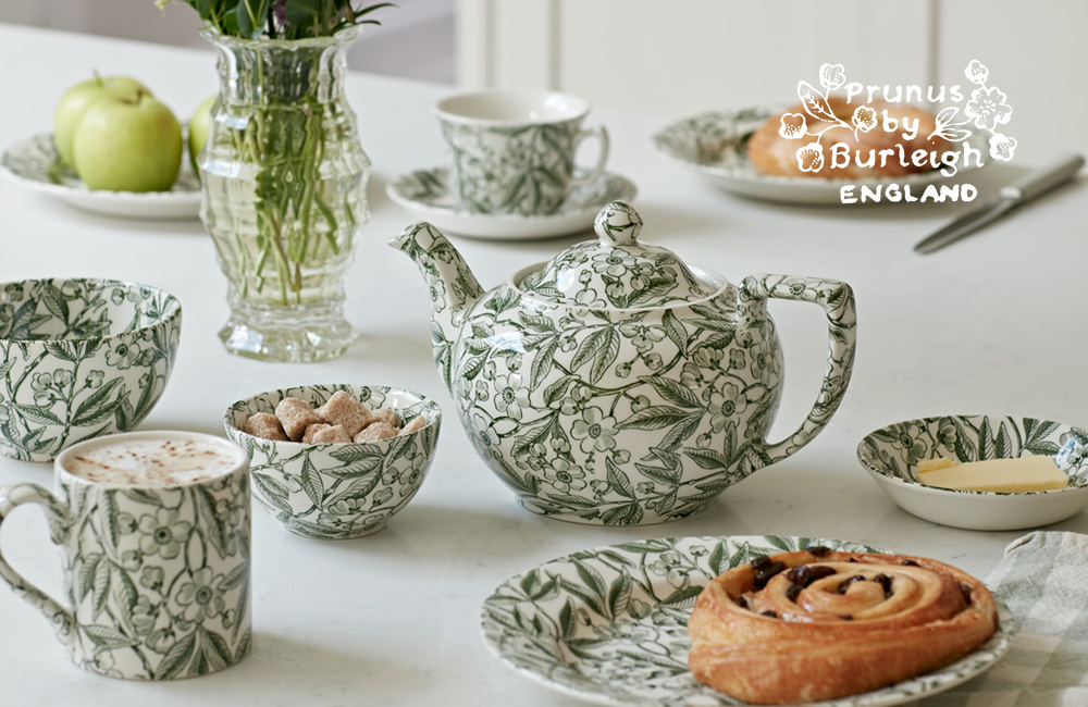 イギリス食器 Burleigh グリーンプルナス スクエアディッシュ25cm