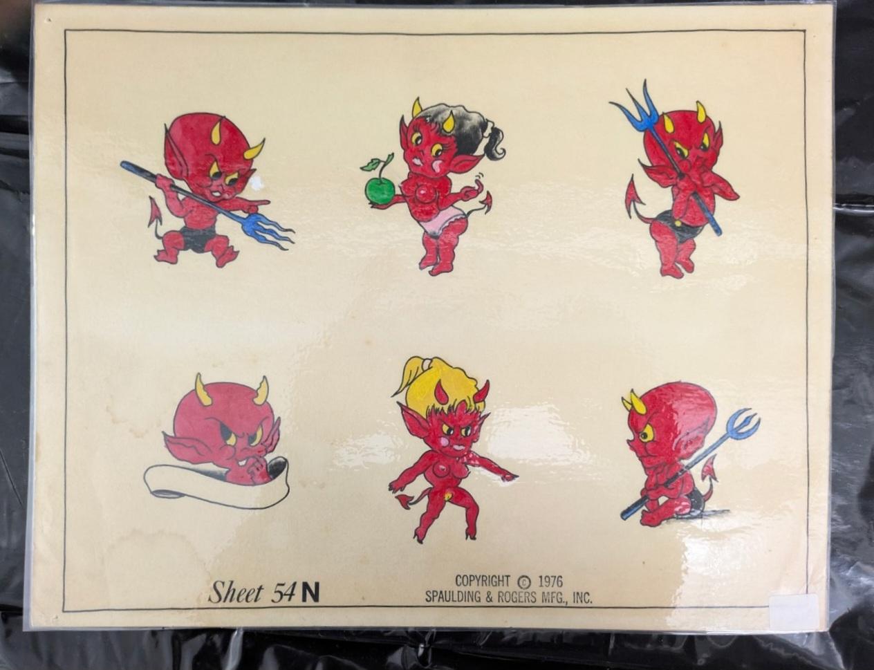 Vintage Tattoo Flash Sheet #54N Hot Stuff Devil-Spaulding & Rogers