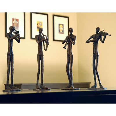 SPI Home Jazzy Quartet Set of 4 – Brass Musician Sculptures, 15