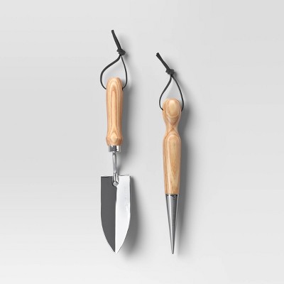 2pc Plant Gardening Tool Set Stainless Steel Finish - Threshold