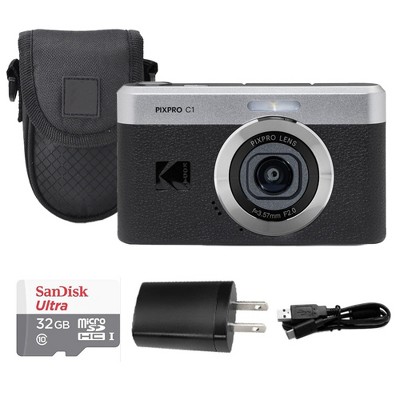 Kodak PIXPRO C1 Compact Digital Camera Black + 32GB Memory Card +