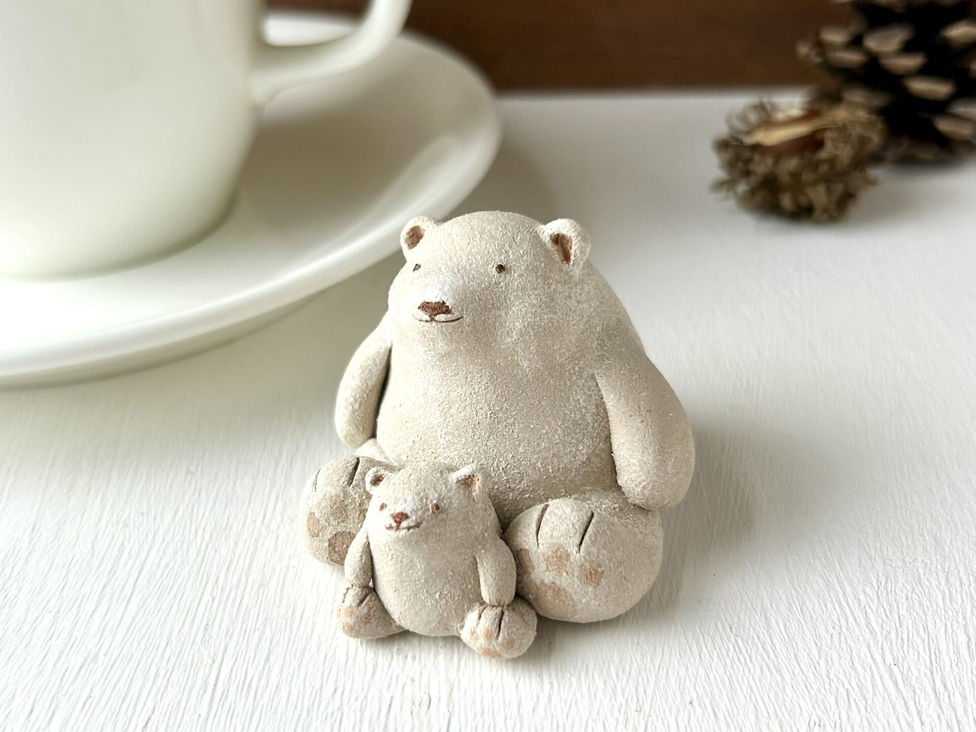 二人でのほほんクマさん親子