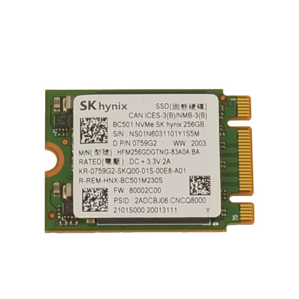 New 759G2 SK Hynix BC501 256GB NVMe PCIE SSD Hard Drive M.2 2230
