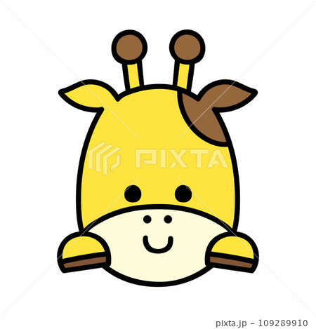 ひょっこり顔を出すかわいいキリンのイラスト素材 [109289910] - PIXTA