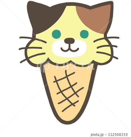 猫 アイスクリーム 動物 お菓子 スイーツのイラスト素材 [112508153