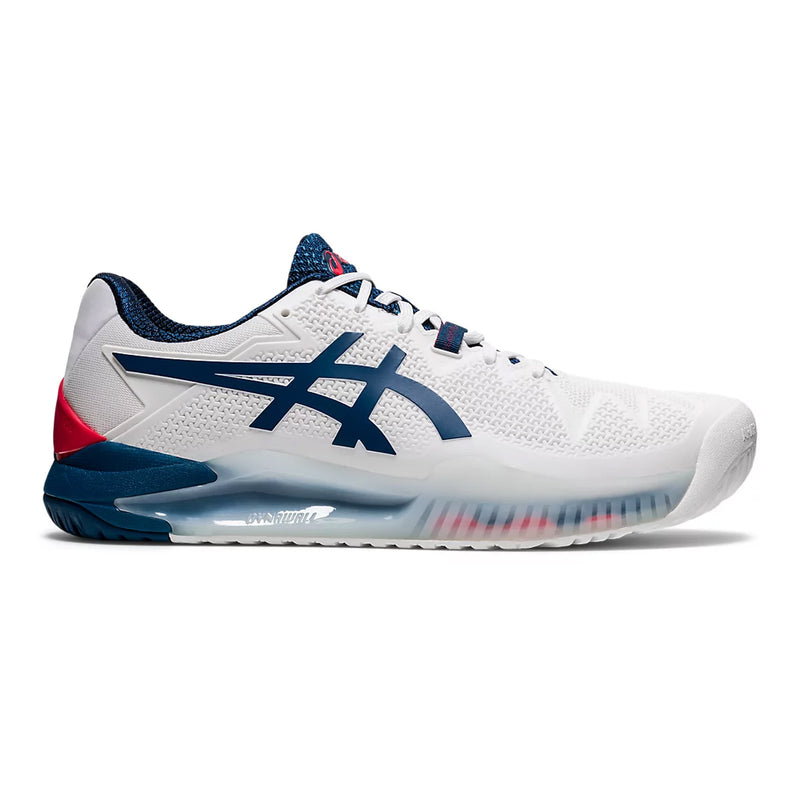 Asics Gel Resolution 8 Wide (2E) (White/Mako Blue) – T1 SPORTS