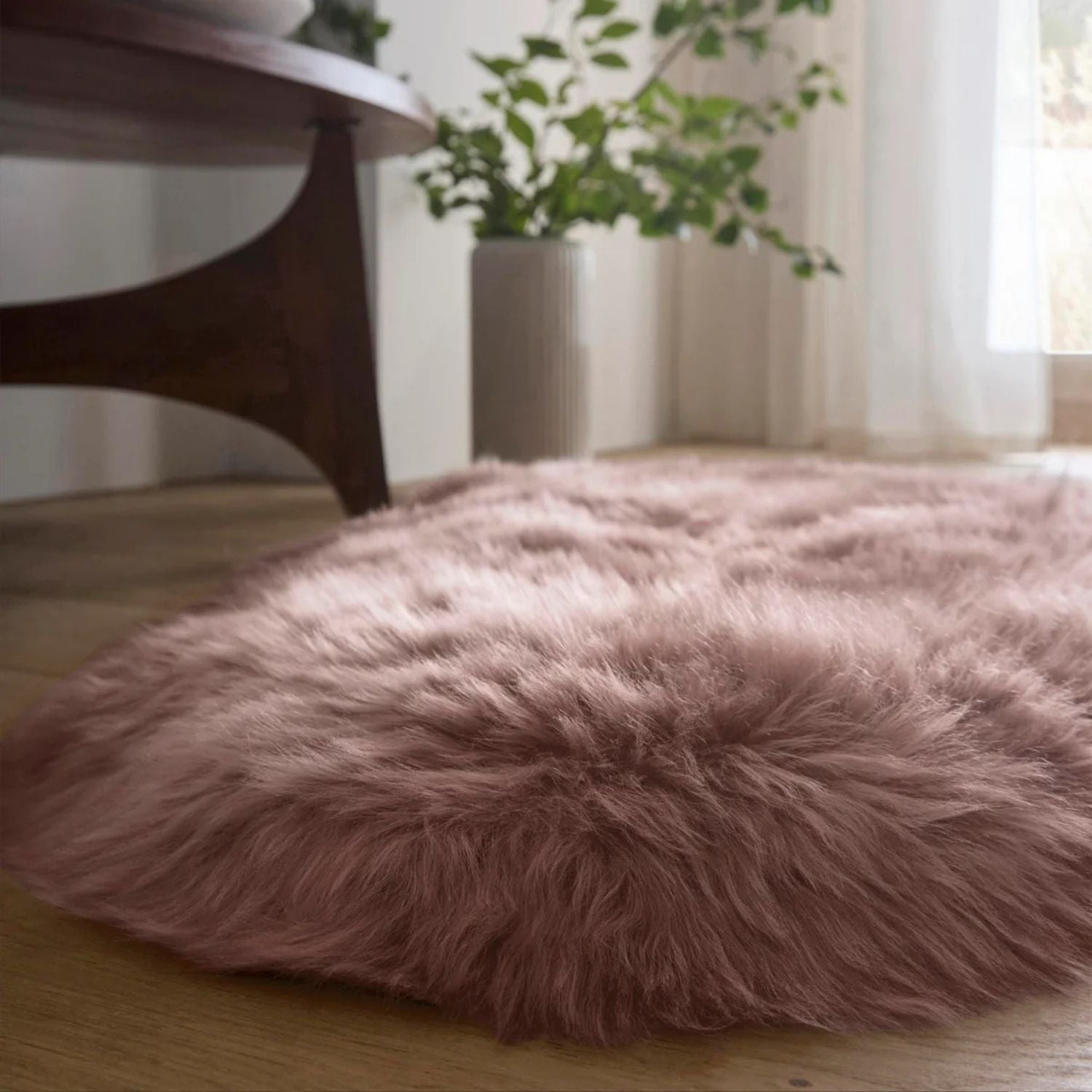 Genuine Rose Sheepskin Faux Fur Rug | Luxurious Home Decor