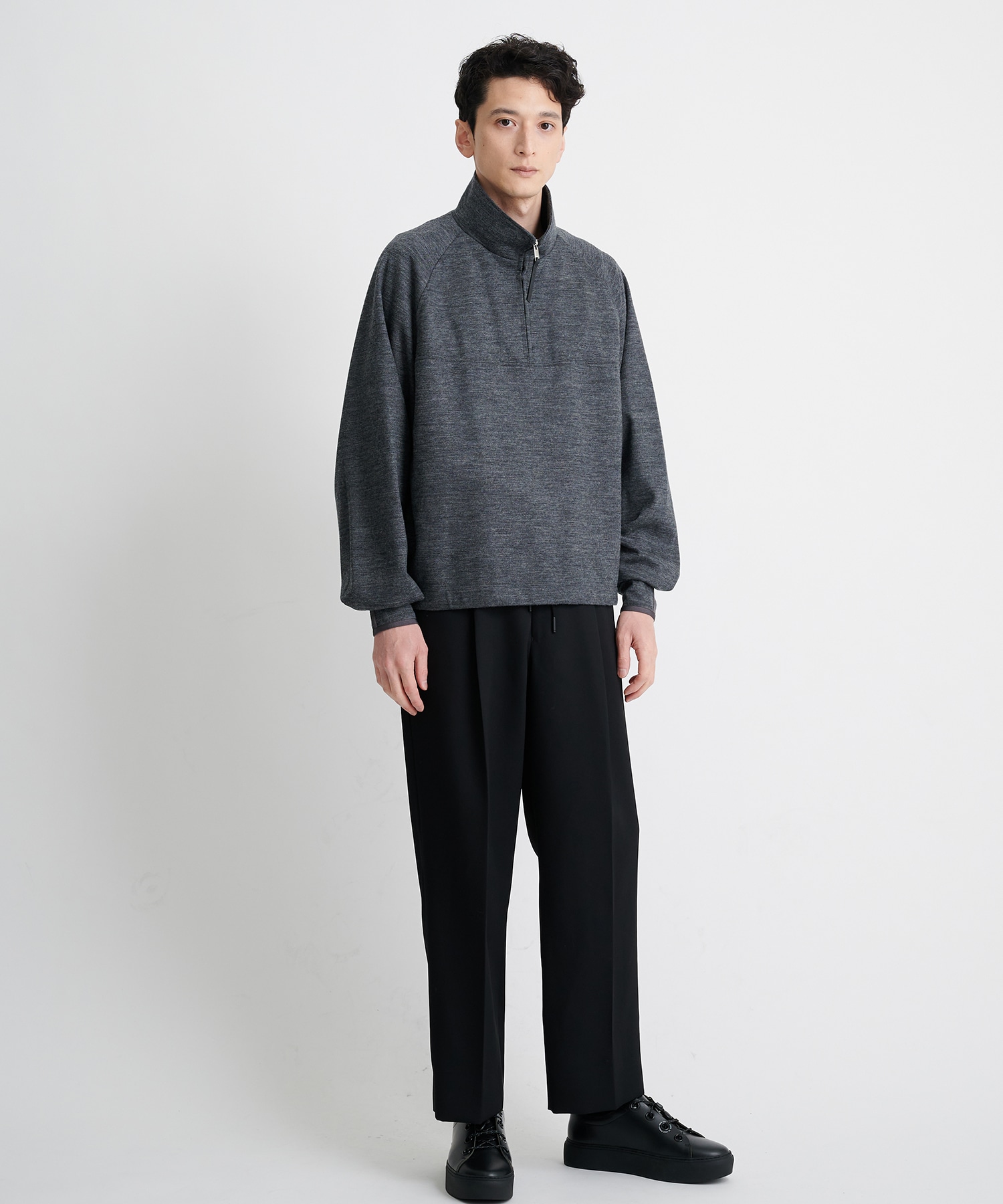 HALF ZIP STAND COLLAR PO(48 GREY): THE RERACS: MENS｜THE TOKYO