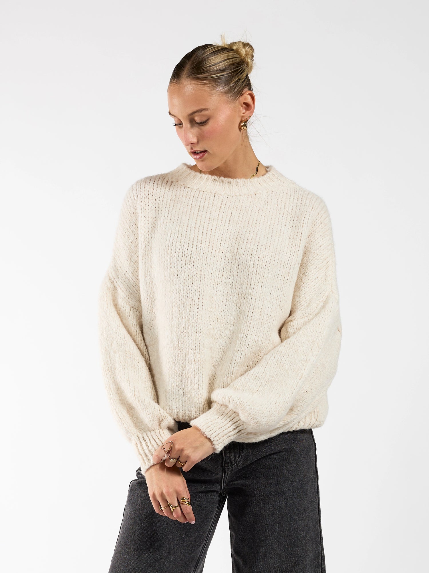 Knitted sweater Lulu | Cream | Tall | Soft material | Extra long