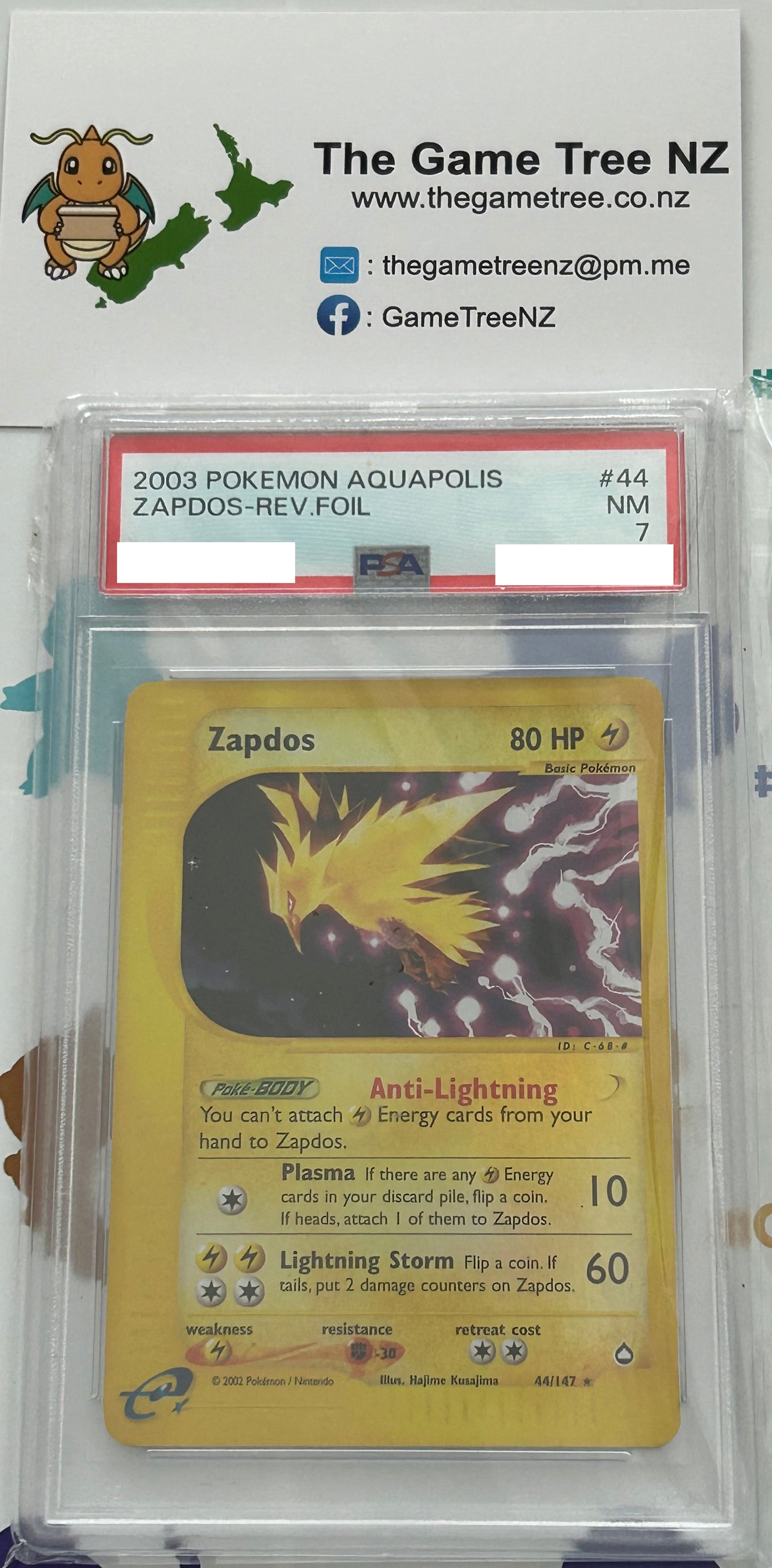 PSA 7 NM Zapdos - Aquapolis Reverse Holo Rare 44/147 – The Game