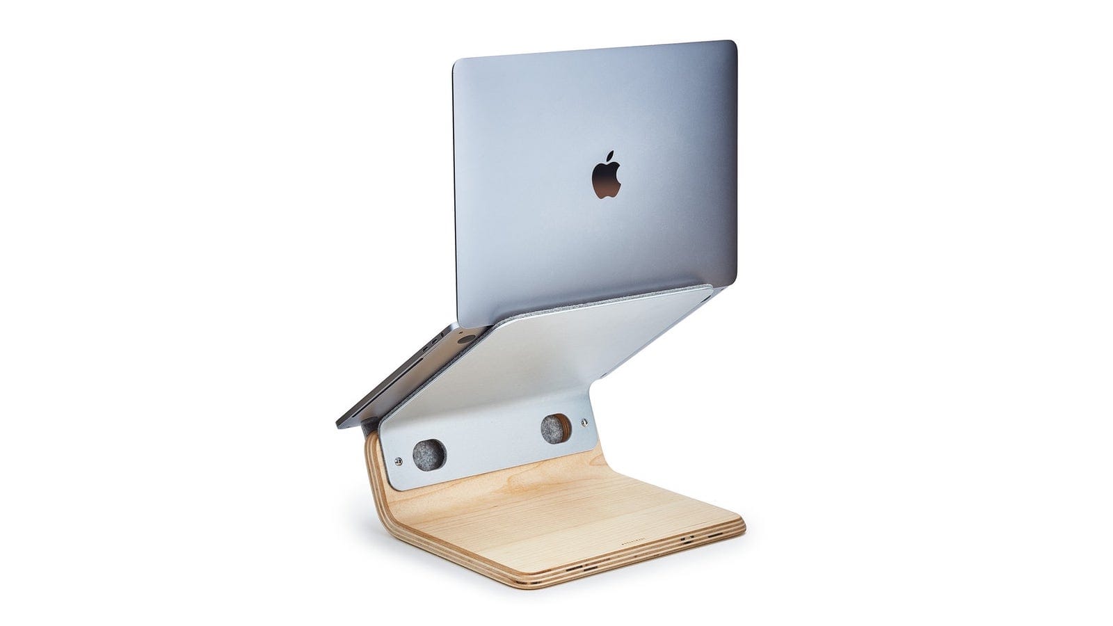 Grovemade Wood Laptop Riser lifts your display to an ergonomic