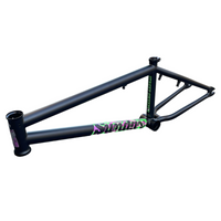 Sunday Street Sweeper Frame Matte Black w/Purple+Green Flames BMX