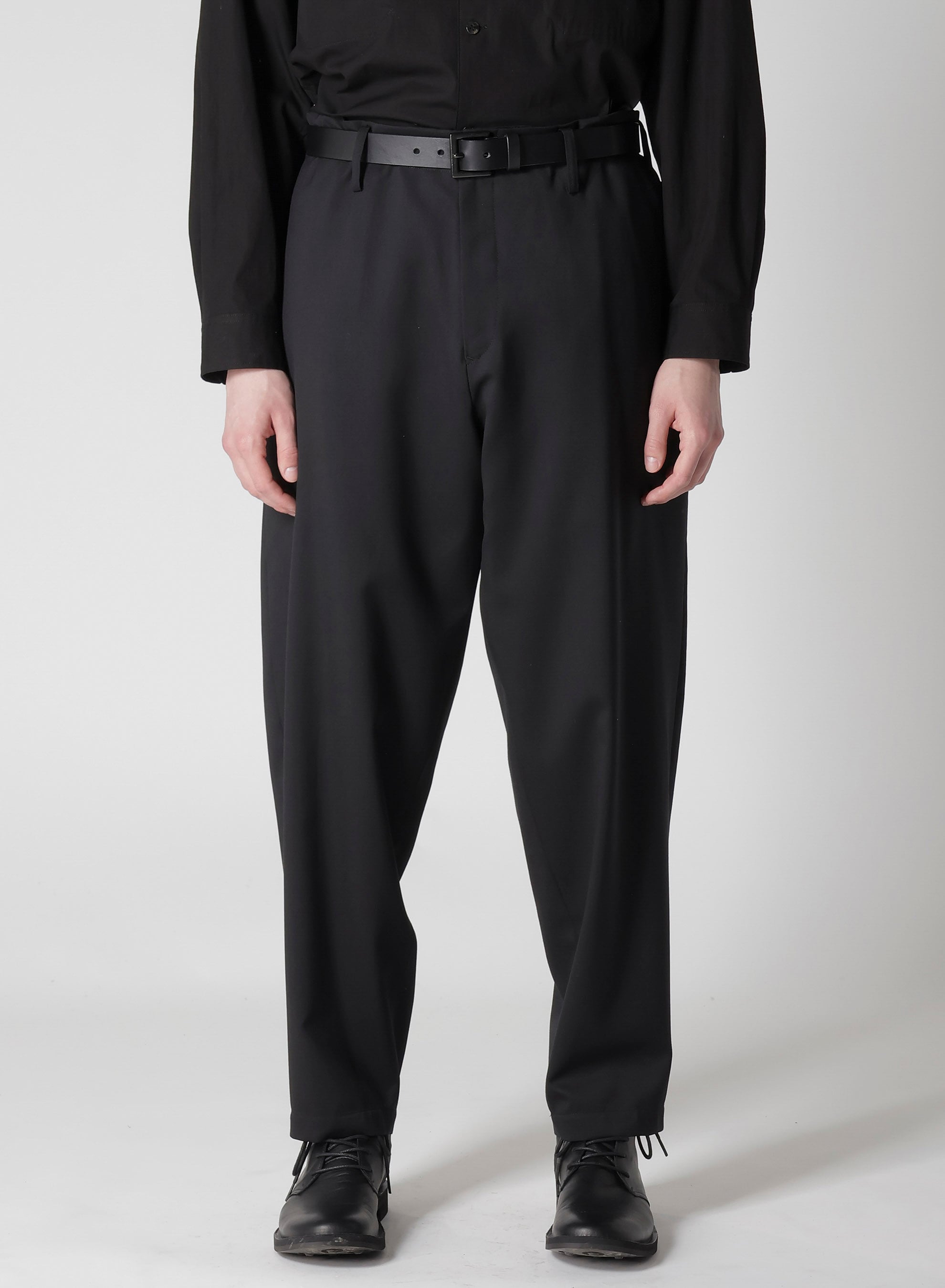 SUIT GABARDINE PANTS WITH SIDE TUCK(S Black): Y's for men｜THE