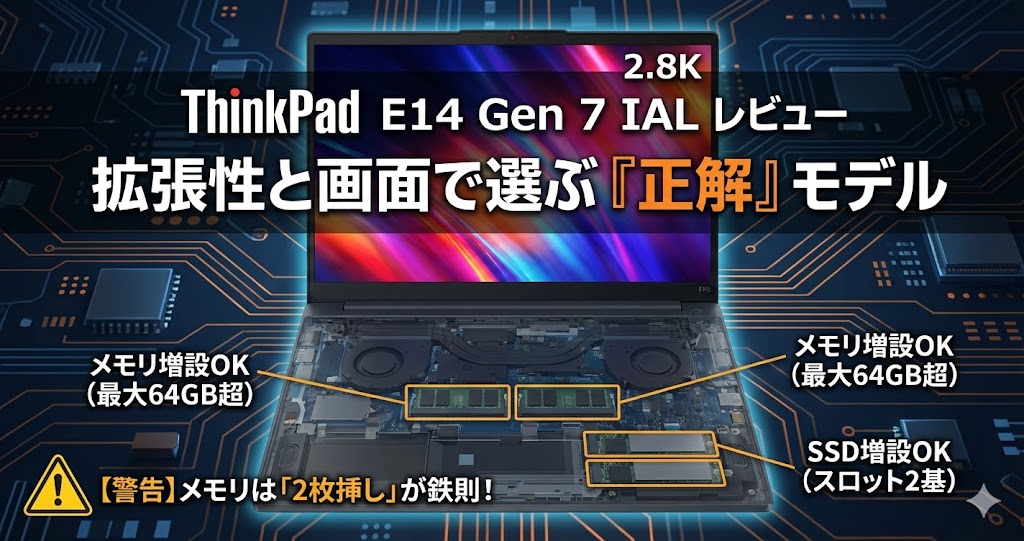 ThinkPad E14 Gen 7 IALレビュー｜拡張性と画面で選ぶ「正解」モデル