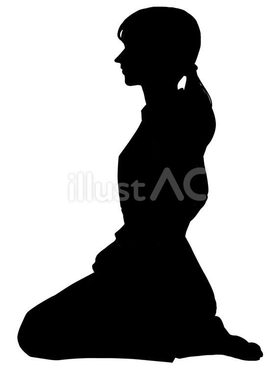 正座をする女性 シルエットイラスト - No: 23722082｜無料イラスト