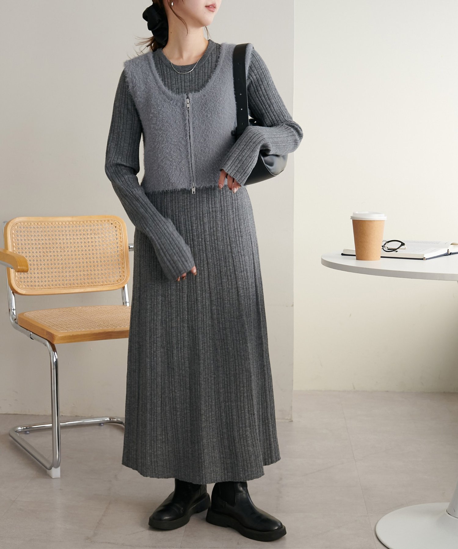 楽天市場】グレー ベスト（ワンピース｜レディースファッション）の通販