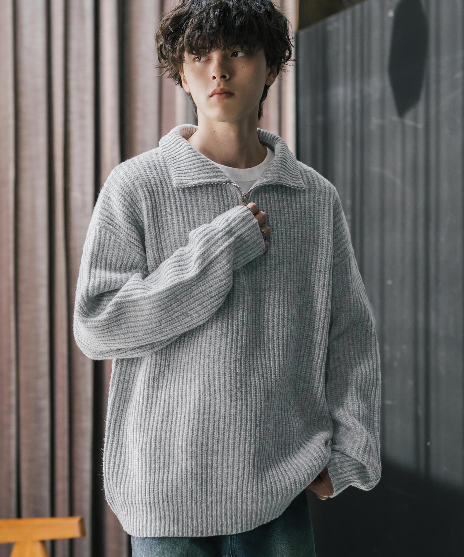 楽天市場】セーター ハーフジップ（カラーホワイト）（メンズ