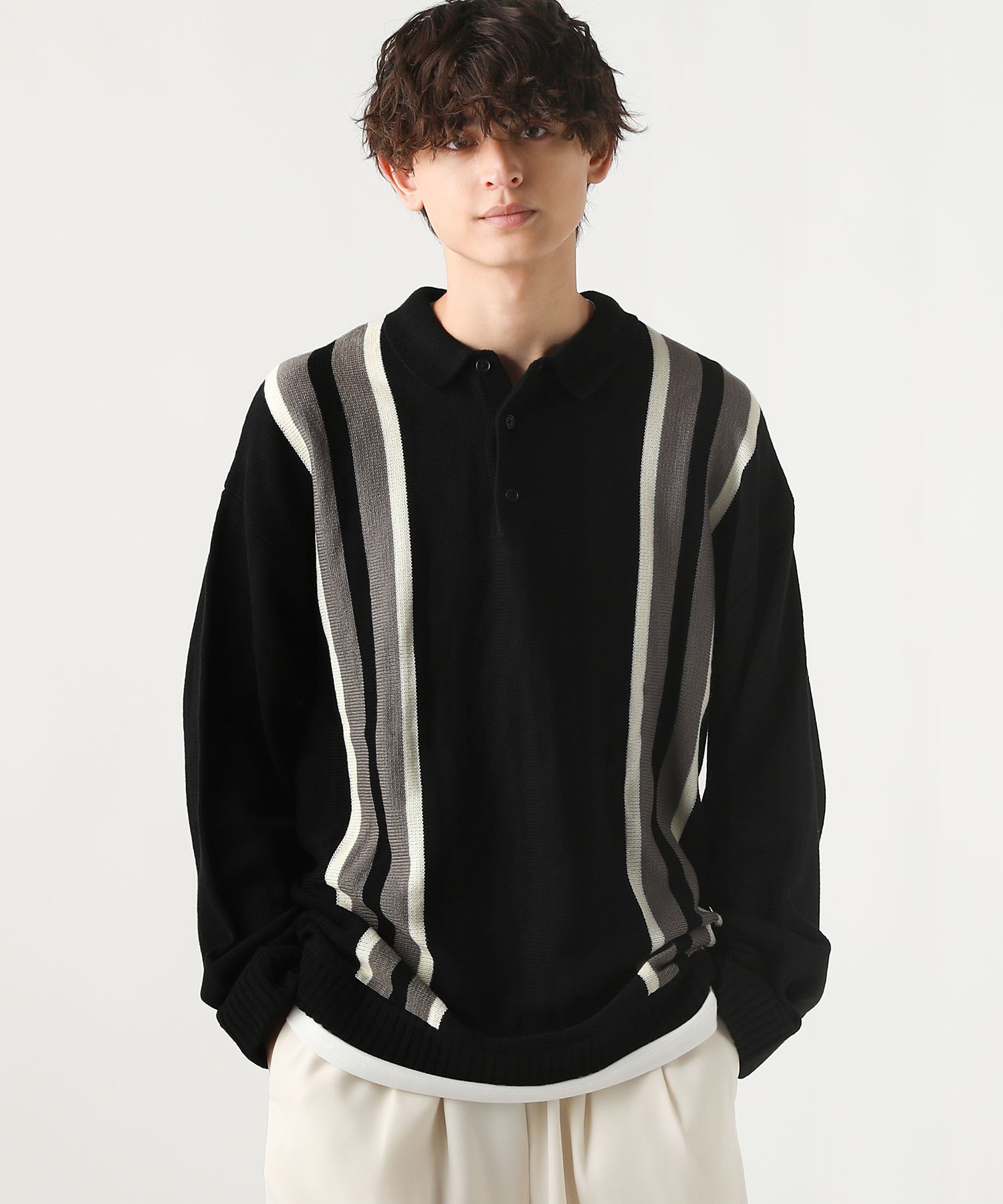 楽天市場】ポロシャツ メンズ 長袖 ブランド（柄ストライプ）（ニット