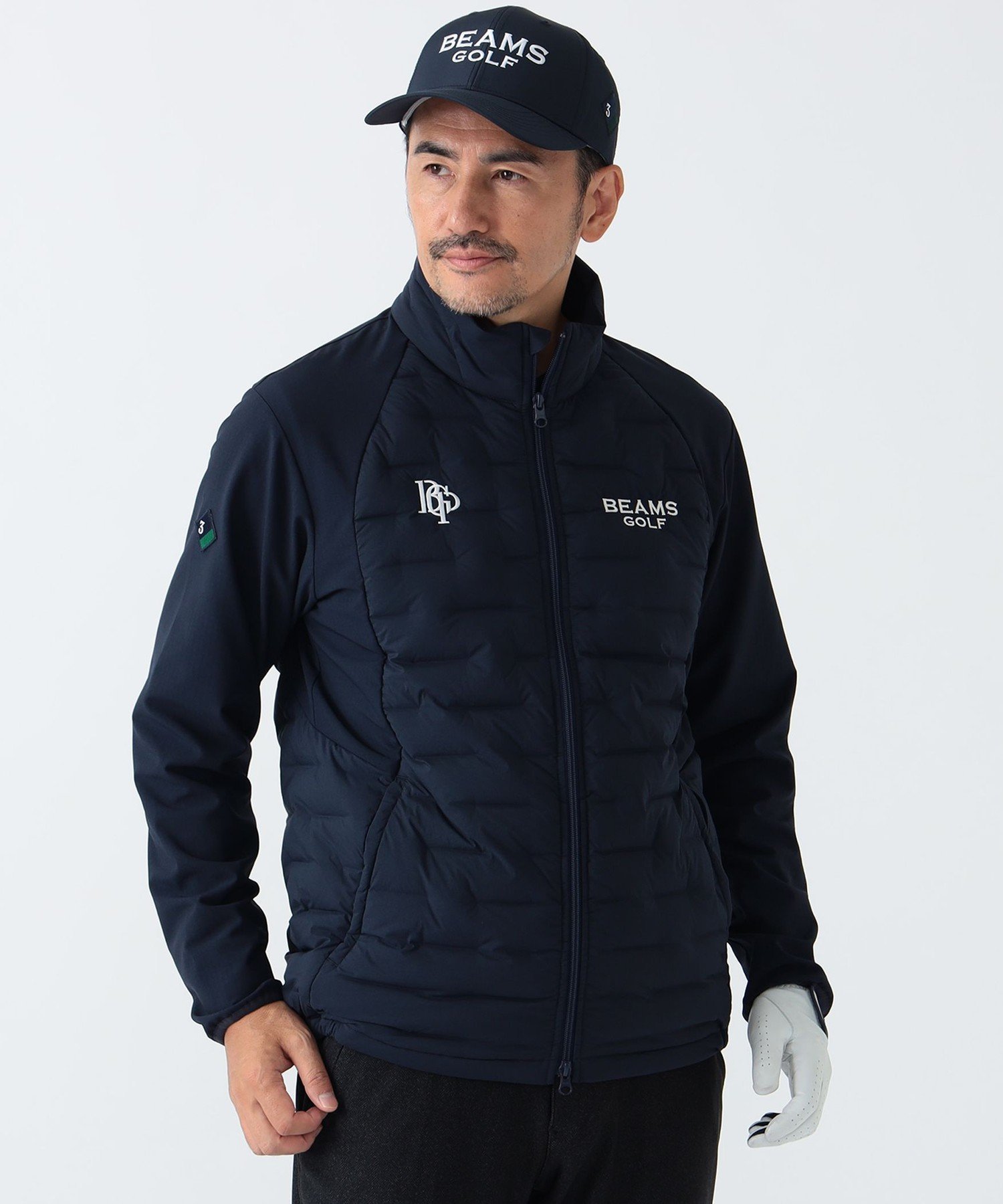 BEAMS GOLF キルティング プルオーバー L ネイビー 防寒ゴルフウェア