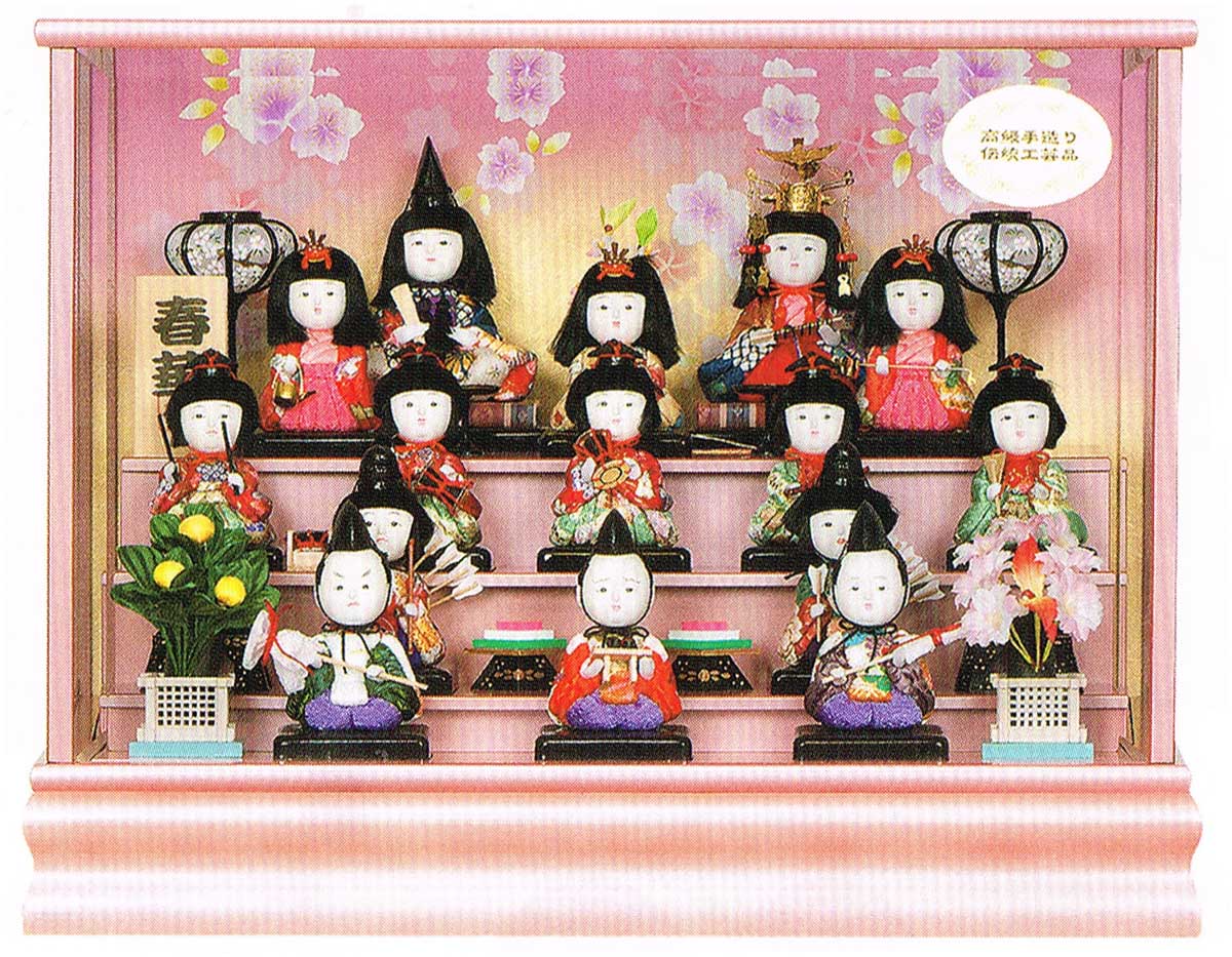 楽天市場】雛人形 ガラスケース入り 15人飾の通販