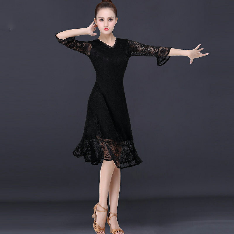 楽天市場】パーティードレス（カラーブラック）（社交ダンス｜体操