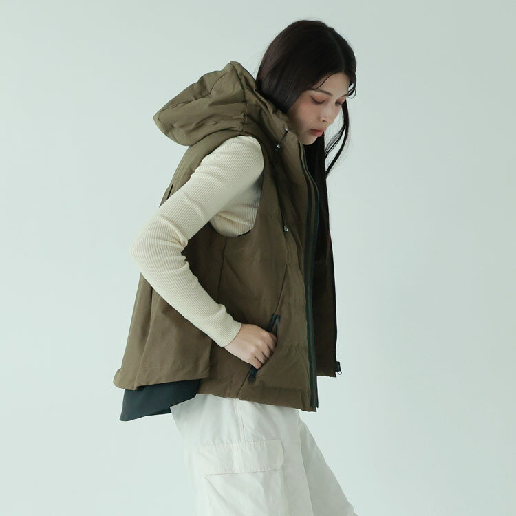 楽天市場】ダウンベスト（カラーカーキグリーン）（レディース