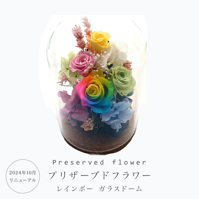 楽天ランキング1位】プリザーブドフラワー パステルレインボーローズ