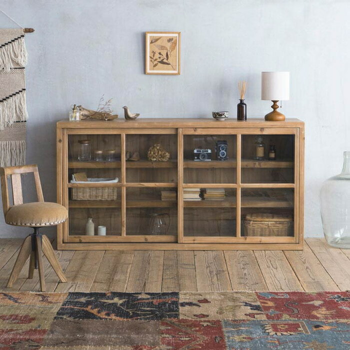 古い4マスの収納棚×木製引き出し 明治期 戸棚 本棚 食器棚 古家具