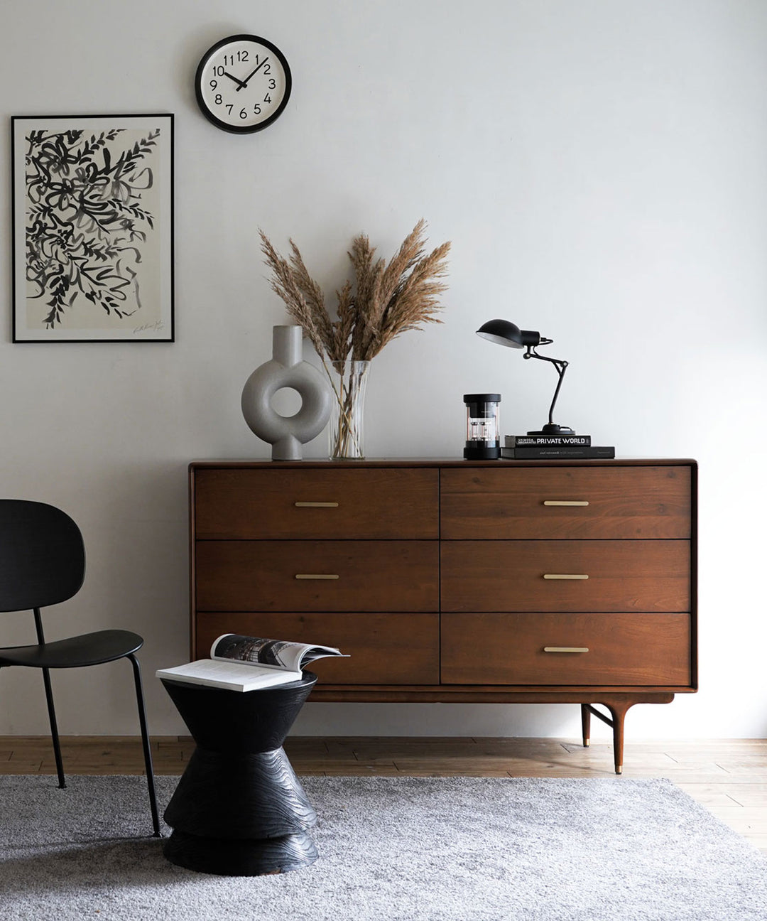 JULIE ローチェスト ダークブラウン - 北欧ヴィンテージデザインの収納